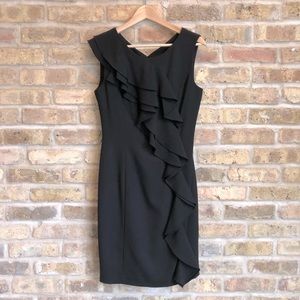 Calvin Klein Black Cocktail Dress with Ruffle Detail